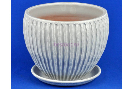 Горшок для цветов керамический с поддоном Мане классик бел/сер. 24 см 4-18 (45-218)