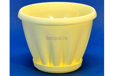 Горшок для цветов пластиковый с поддоном Знатный 0,45л (желтый)